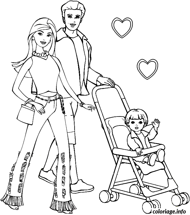 Coloriage Barbie Avec Son Bebe