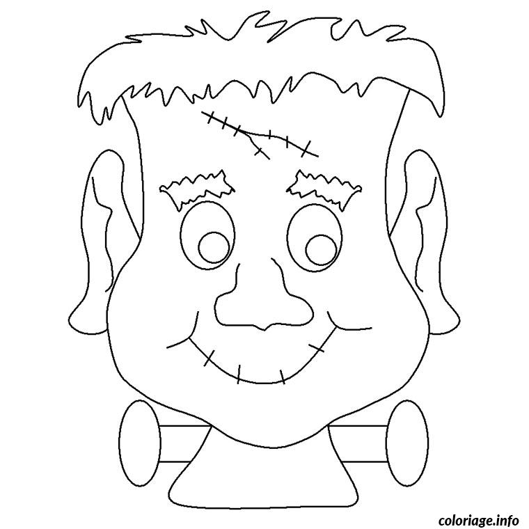 Dessin monstre tete frankeinstein Coloriage Gratuit à Imprimer