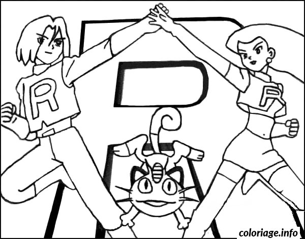 Dessin pokemon Team rocket danse Coloriage Gratuit à Imprimer