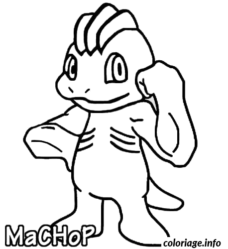 Dessin pokemon 066 Machop Coloriage Gratuit à Imprimer