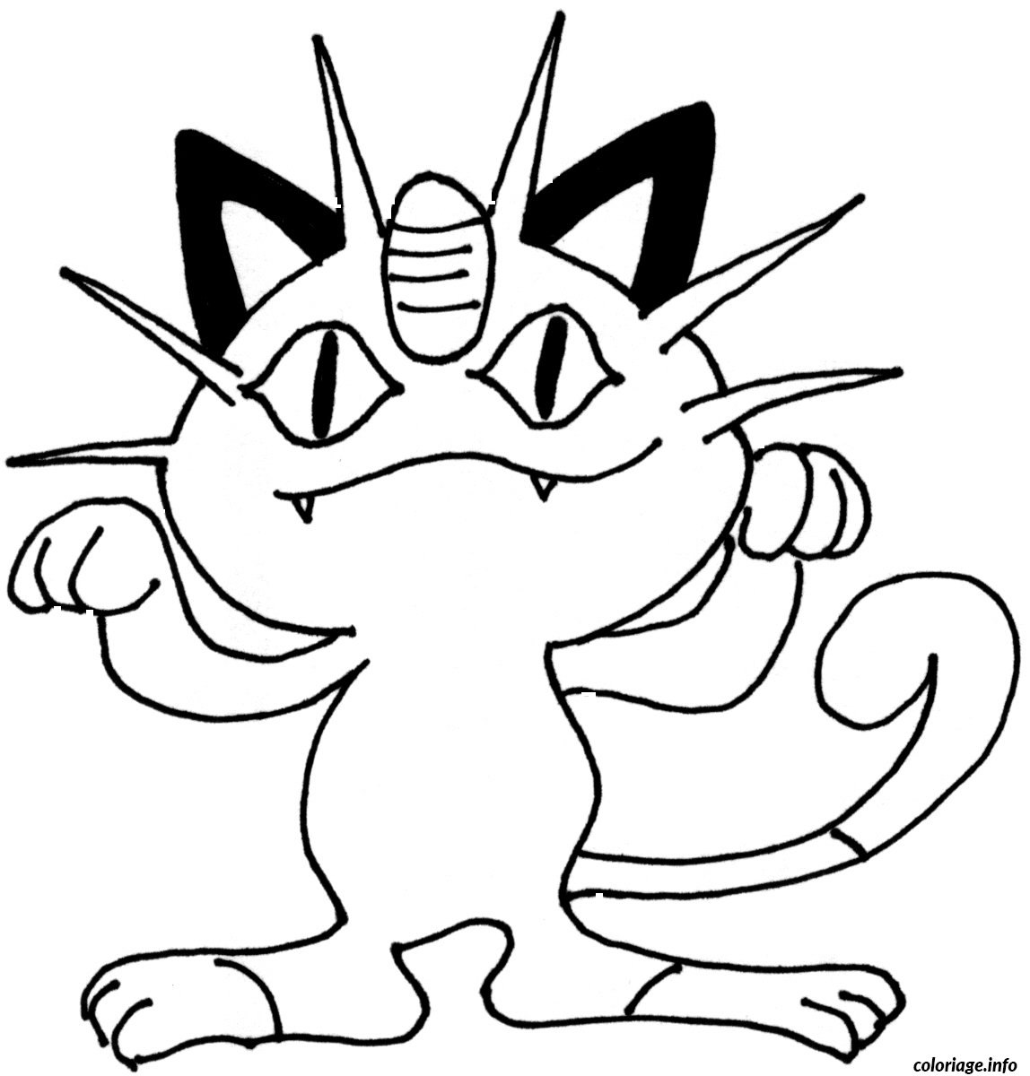 Dessin pokemon 052 Meowth Coloriage Gratuit à Imprimer