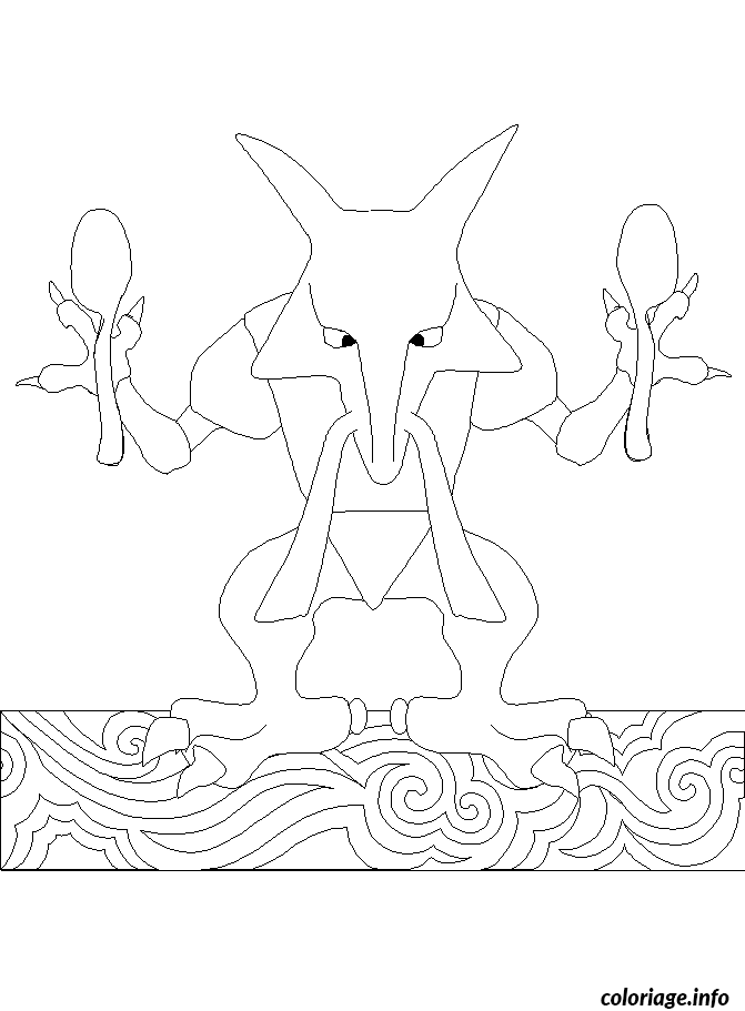 Dessin pokemon 065 Alakazam Coloriage Gratuit à Imprimer