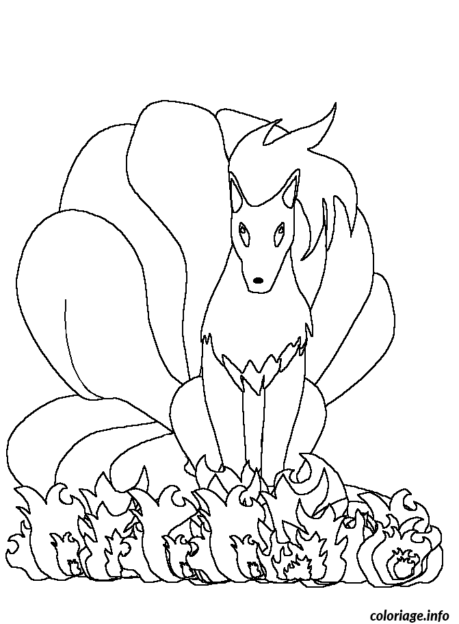 Dessin pokemon 038 Ninetales Coloriage Gratuit à Imprimer