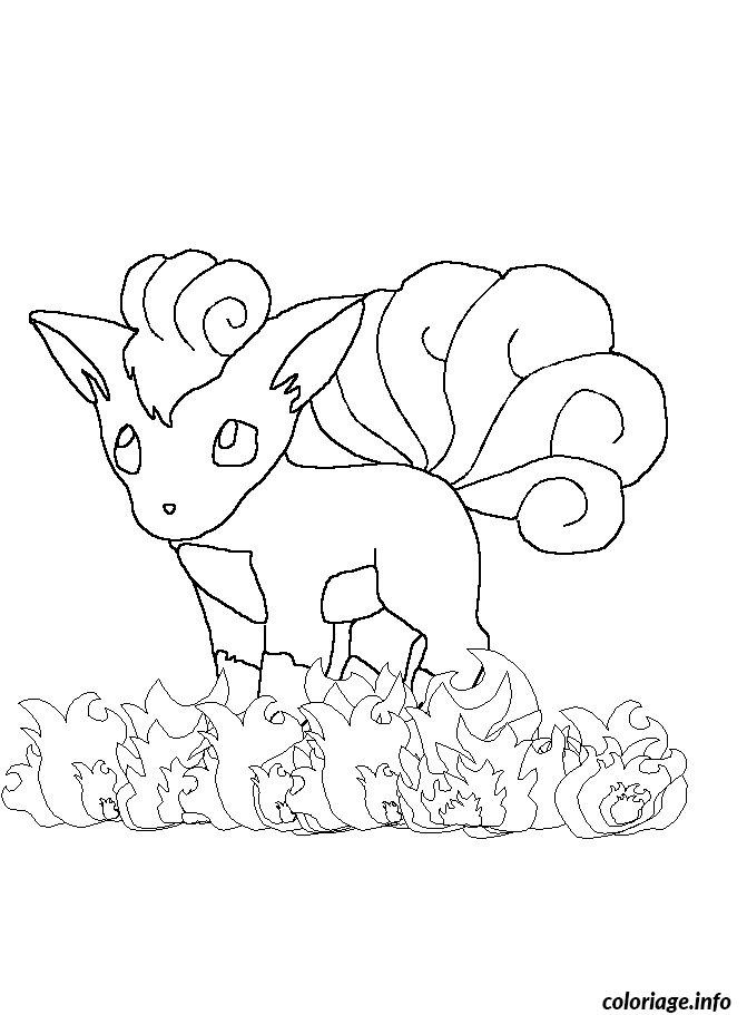 Dessin pokemon 037 Vulpix Coloriage Gratuit à Imprimer