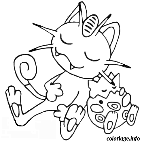Dessin pokemon 052 Meowth Togepi Coloriage Gratuit à Imprimer