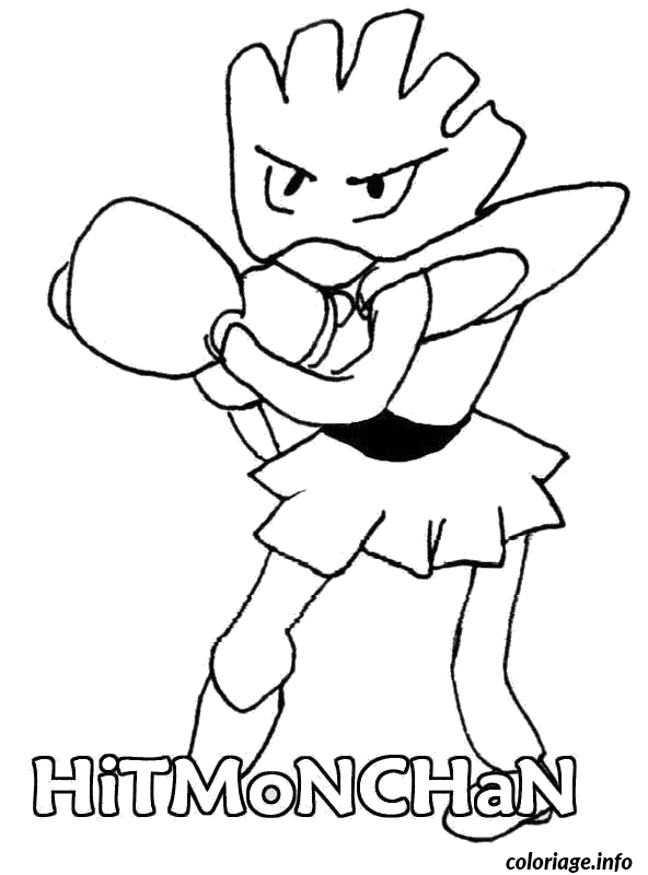 Dessin pokemon 107 Hitmonchan Coloriage Gratuit à Imprimer