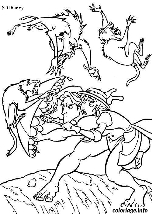 Dessin tarzan et jane attaques Coloriage Gratuit à Imprimer