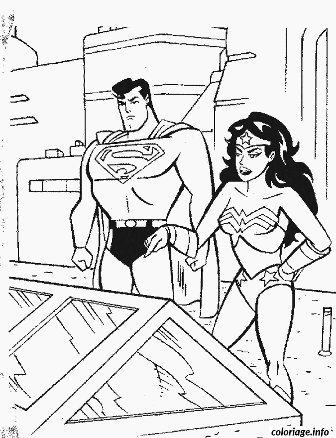 Coloriage Superman Et Wonderman Dessin à Imprimer