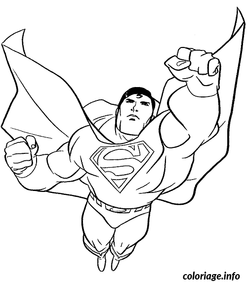 Dessin Superman avec un seul poing en avant Coloriage Gratuit à Imprimer