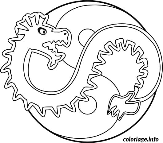 Coloriage Dragon Dans Un Ying Yang Dessin à Imprimer