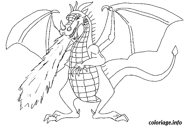 Coloriage dragons qui crache du feu  JeColorie.com