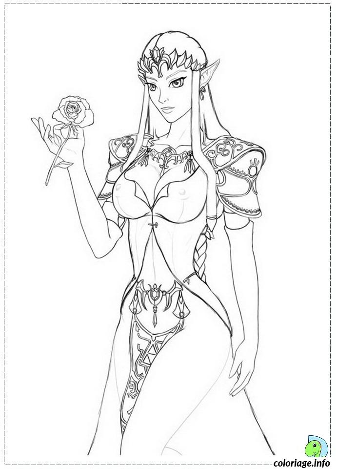 Coloriage Zelda princesse du royaume enchantée - Dessin à imprimer