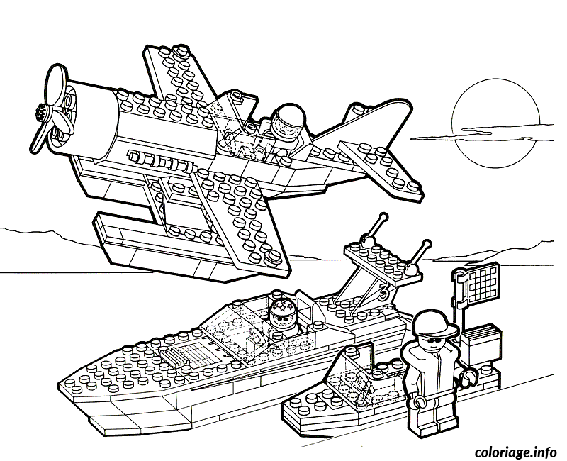 Coloriage Lego Bateaux Avion 1 Jecolorie Com