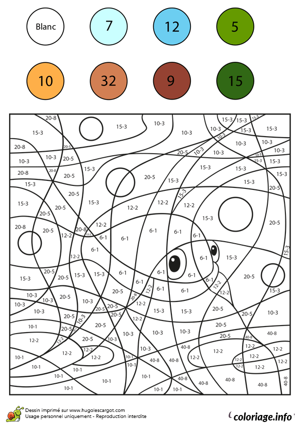 Dessin magique soustraction 110 Coloriage Gratuit à Imprimer