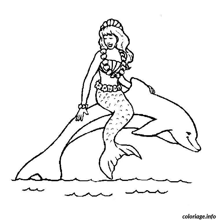 Dessin dauphin sirene Coloriage Gratuit à Imprimer