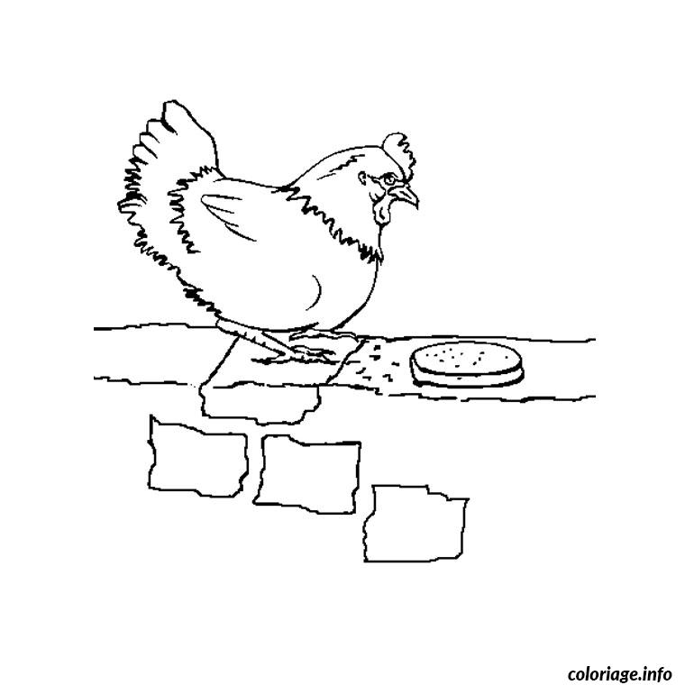 Dessin une poule sur un mur Coloriage Gratuit à Imprimer