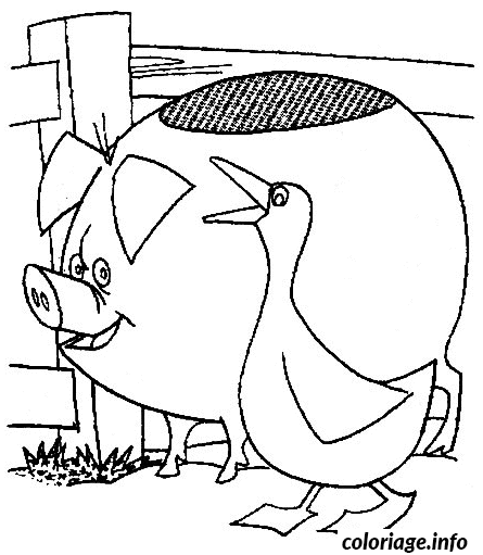 Coloriage Un Cochon Avec Une Oie Dessin à Imprimer