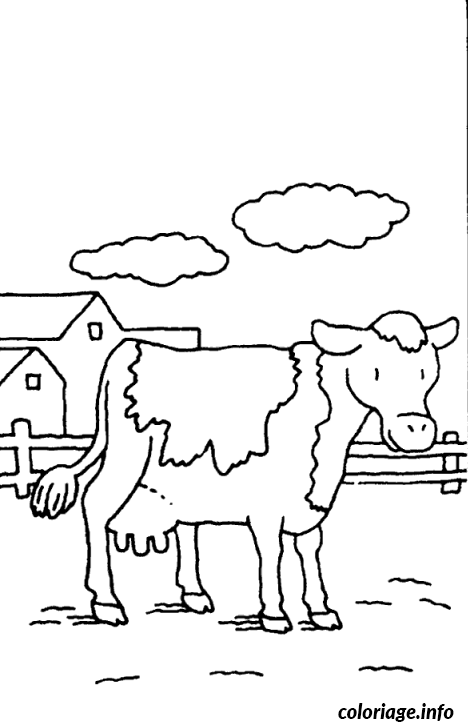 Coloriage Une Vache Dans Un Pre Dessin à Imprimer