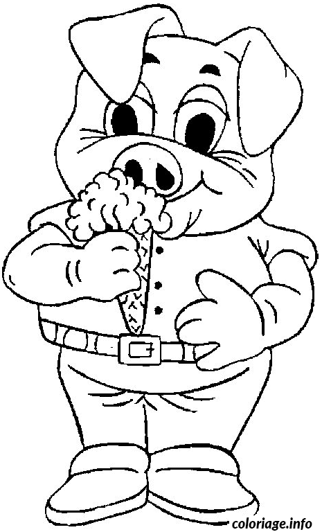 Coloriage Cochon Qui Mange Une Glace Dessin à Imprimer