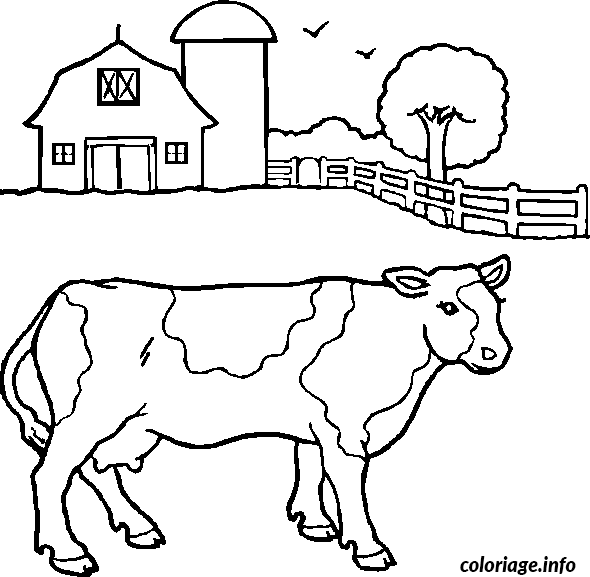 Coloriage Vache A La Ferme Dessin à Imprimer