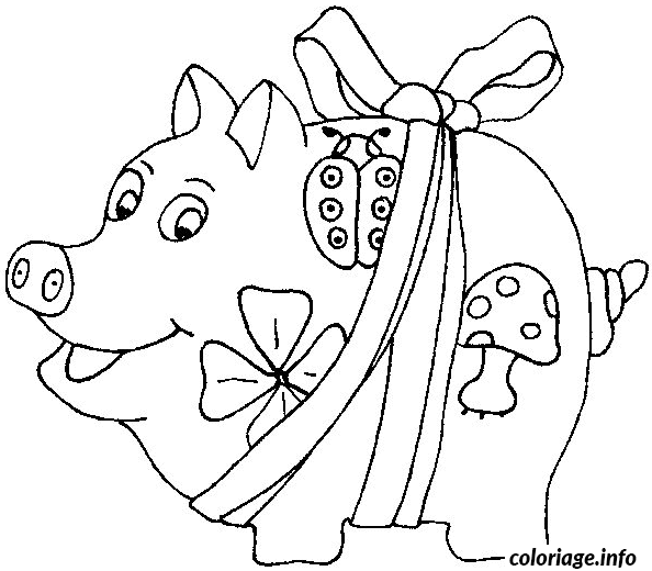 Coloriage Cochon En Cadeau Dessin à Imprimer