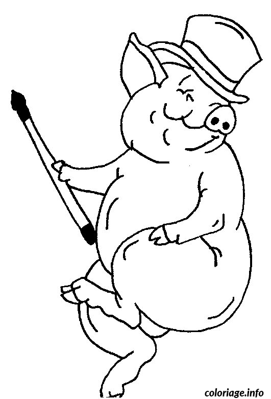 Dessin cochon danseur Coloriage Gratuit à Imprimer