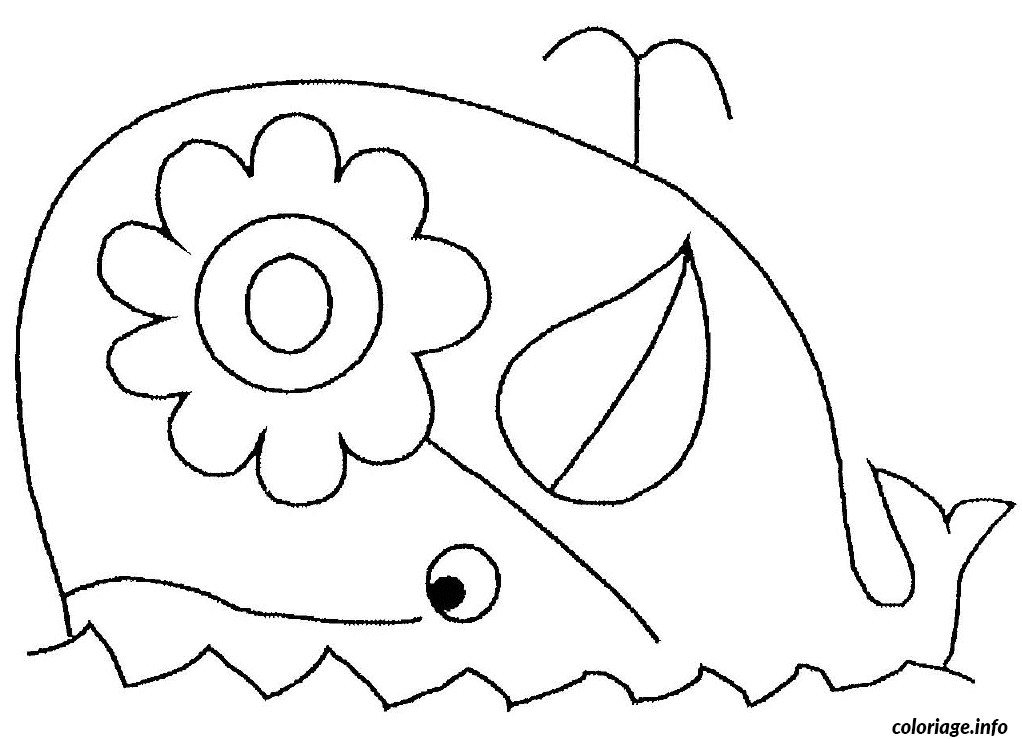 Coloriage Baleine Et Fleur Dessin à Imprimer