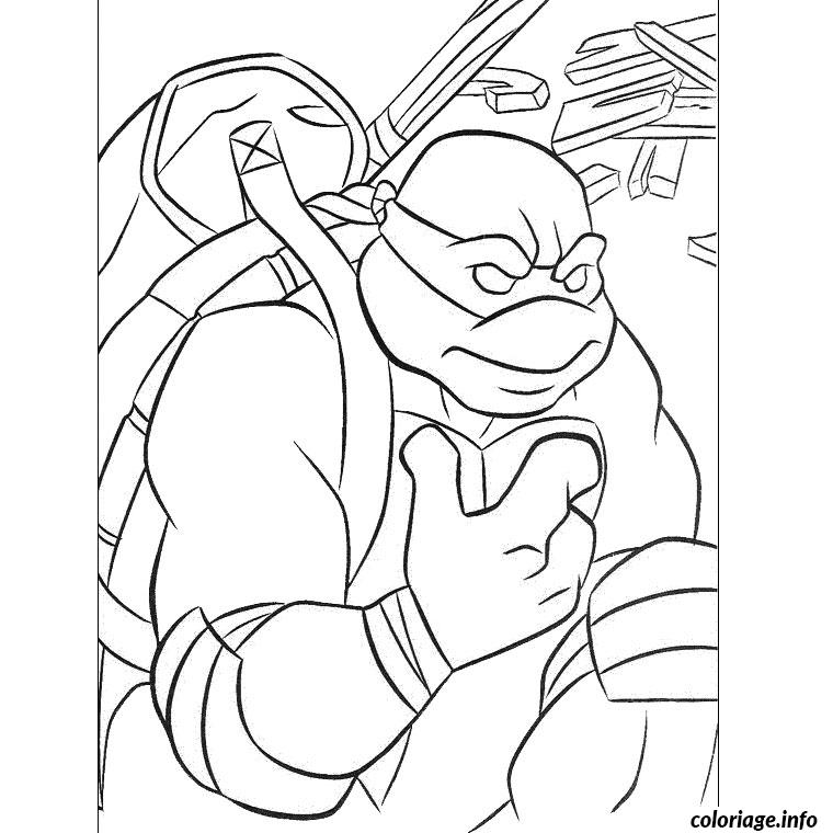 Dessin tortue ninja en reflexion Coloriage Gratuit à Imprimer