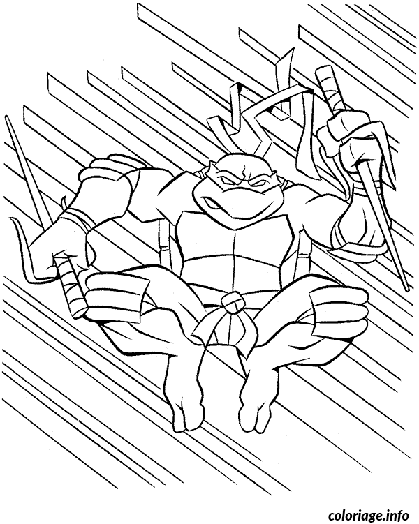 Dessin tortue ninja se defend Coloriage Gratuit à Imprimer