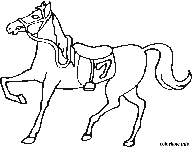 Dessin cheval avec une selle Coloriage Gratuit à Imprimer