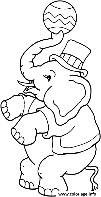 Dessin cirque elephant jongle Coloriage Gratuit à Imprimer