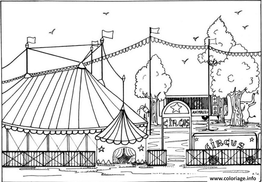 Dessin cirque chapiteau  Coloriage Gratuit à Imprimer