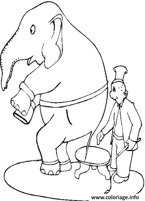 Coloriage Cirque Dresseur Elephant Dessin à Imprimer