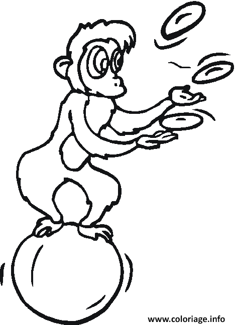 Dessin cirque singe jongleur Coloriage Gratuit à Imprimer