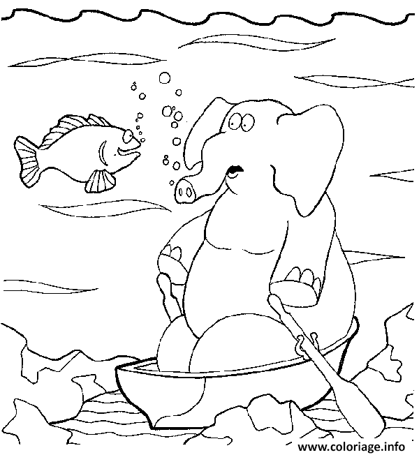 Coloriage Un Elephant Sous L Eau Dessin à Imprimer