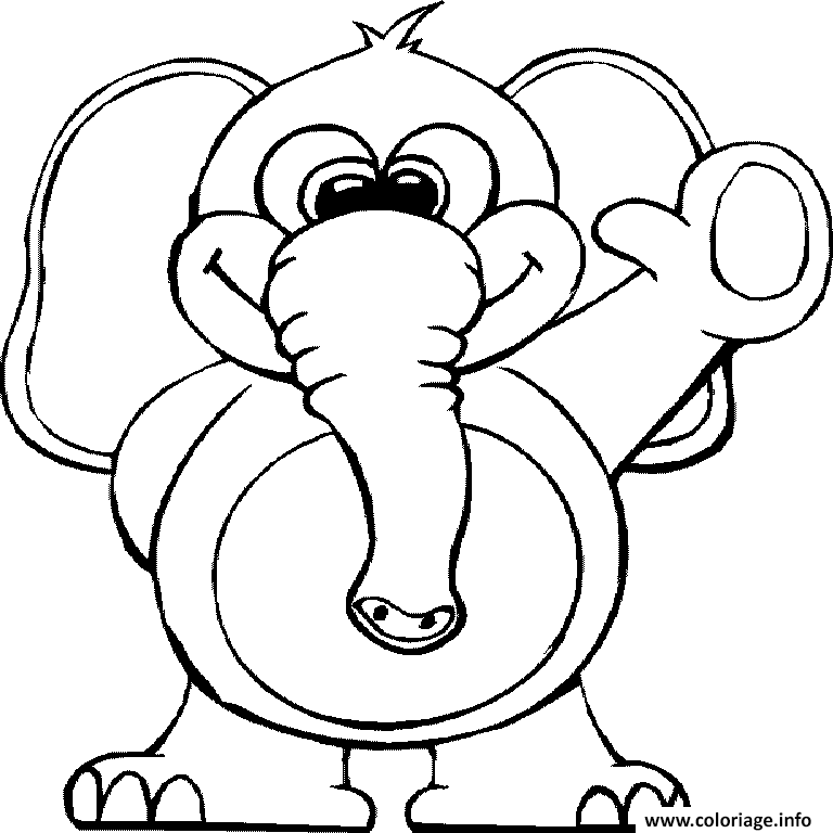 Dessin elephant debout Coloriage Gratuit à Imprimer