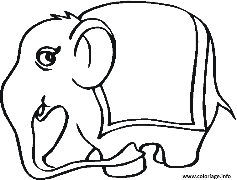 Dessin elephant avec un tapis sur le dos Coloriage Gratuit à Imprimer