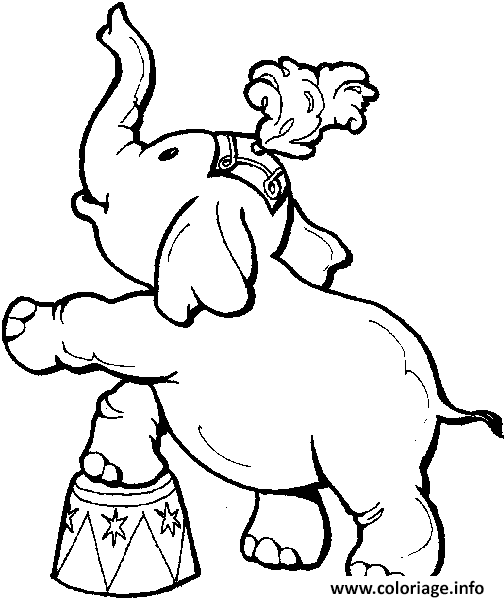 Dessin petit elephant de cirque Coloriage Gratuit à Imprimer