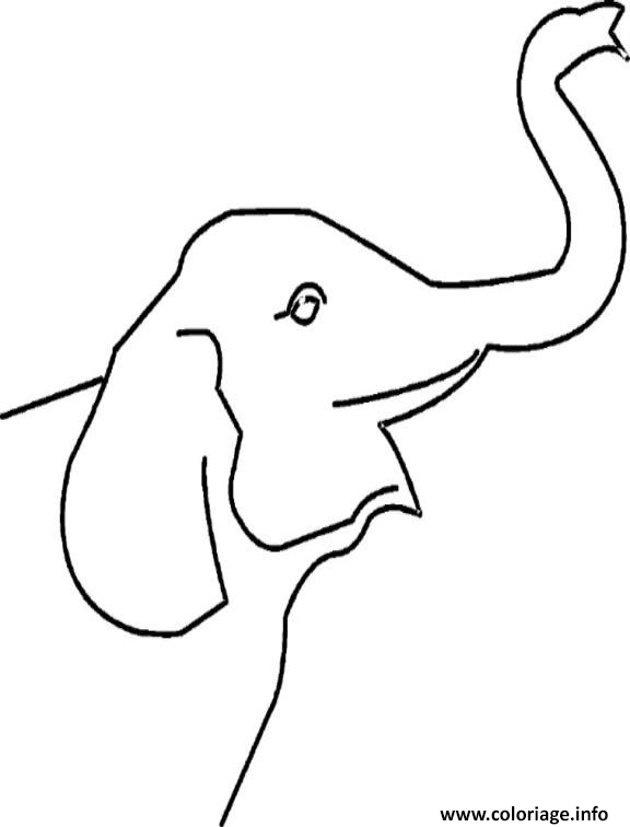 Dessin tete d elephant avec sa trompe Coloriage Gratuit à Imprimer