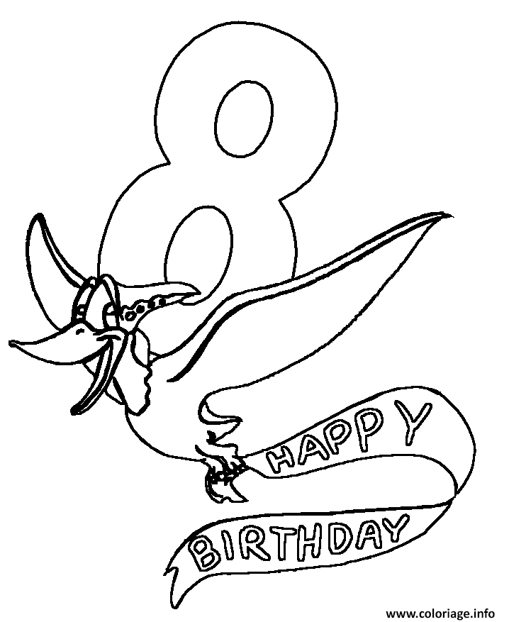 Dessin anniversaire 8 ans Coloriage Gratuit à Imprimer