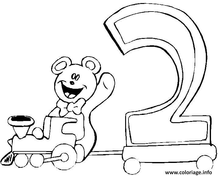 Dessin anniversaire 2 ans Coloriage Gratuit à Imprimer