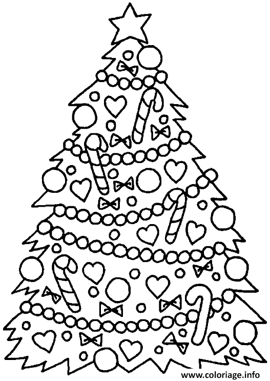 Coloriage Arbre De Noel Decore Dessin Arbre à imprimer