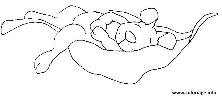 Dessin souris dort sur une feuille morte Coloriage Gratuit à Imprimer