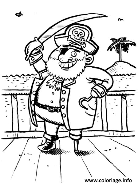 Dessin capitaine avec un crochet Coloriage Gratuit à Imprimer