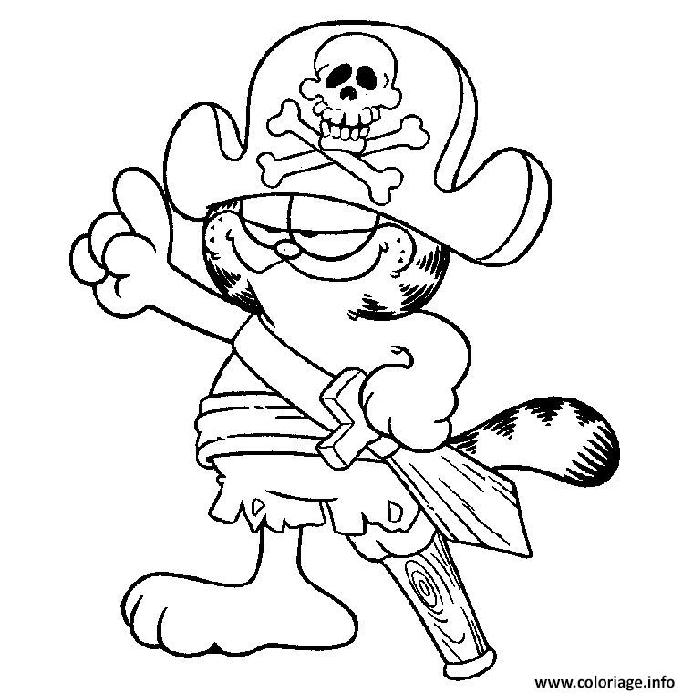 Coloriage Garfield Pirate Dessin à Imprimer