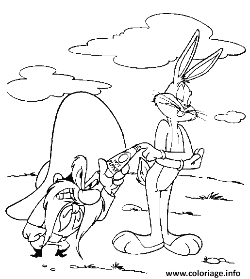 Coloriage Sam Le Pirate Et Bugs Bunny Dessin à Imprimer