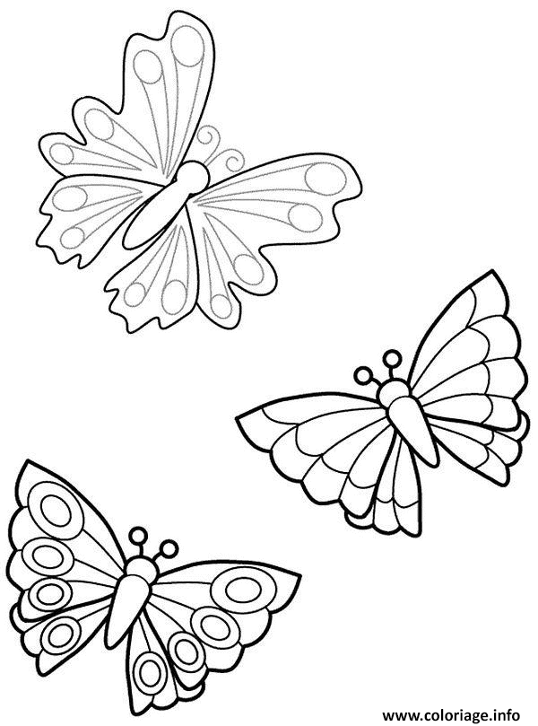 Dessin trois papillons Coloriage Gratuit à Imprimer