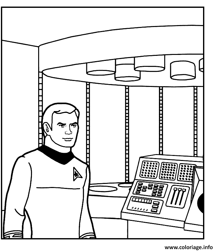 Dessin star trek Kirk dans l enterprise Coloriage Gratuit à Imprimer
