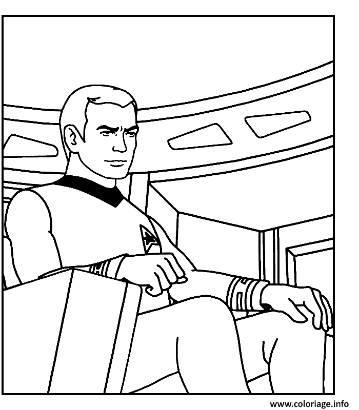 Dessin star trek captaine Kirk commande l enterprise Coloriage Gratuit à Imprimer