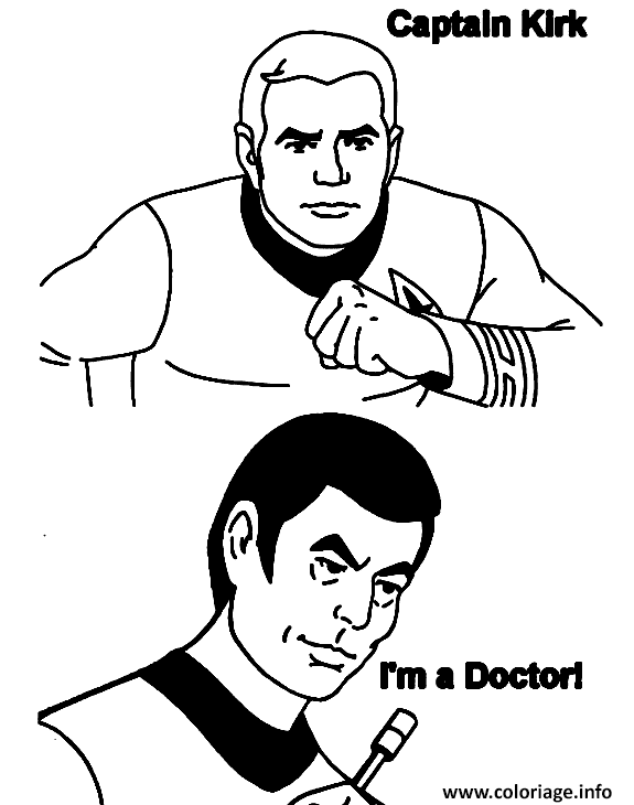 Coloriage Star Trek Captaine Kirk Et Le Docteur Dessin à Imprimer